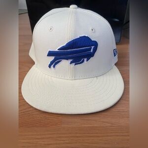 New Era Buffalo Bills Cream Cap with Blue Buffalo Logo Fitted Cap - Size 7 1/8